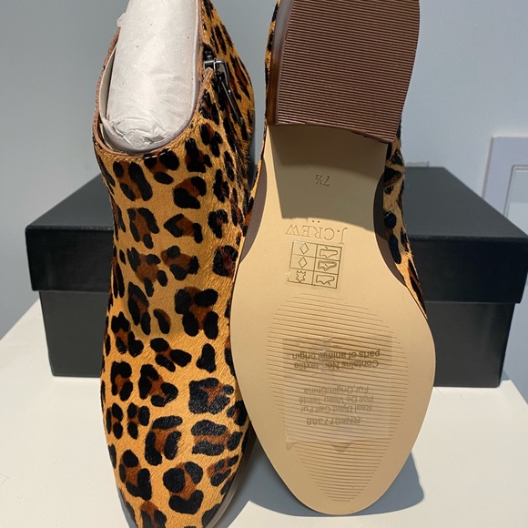 J. Crew Factory Sawyer Calf Hair Leopard Ankle Boots - Picture 5 of 7